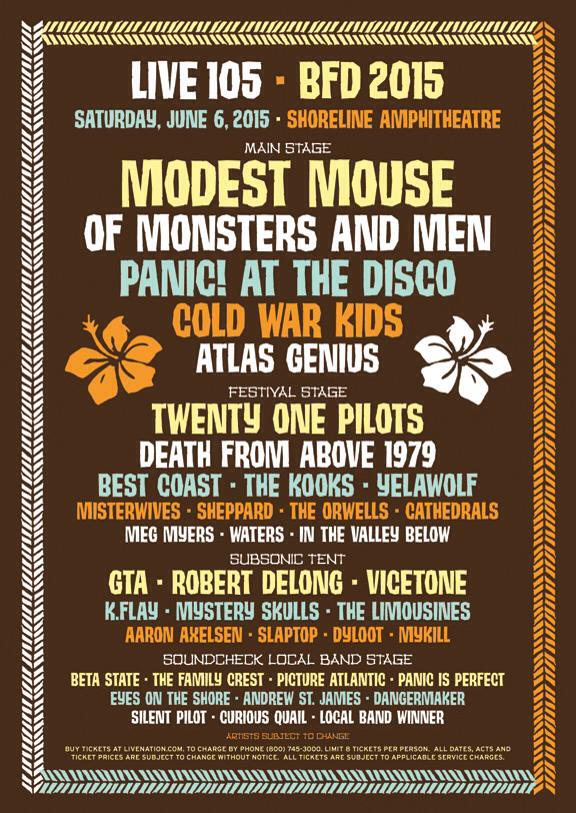 Live 105 21st Annual BFD 2015 Festival Concert Line-Up Tickets Information